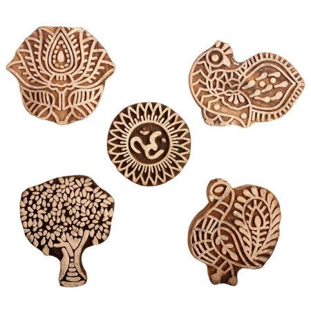 Set of 5 Piece New Mix Wooden Printing Block